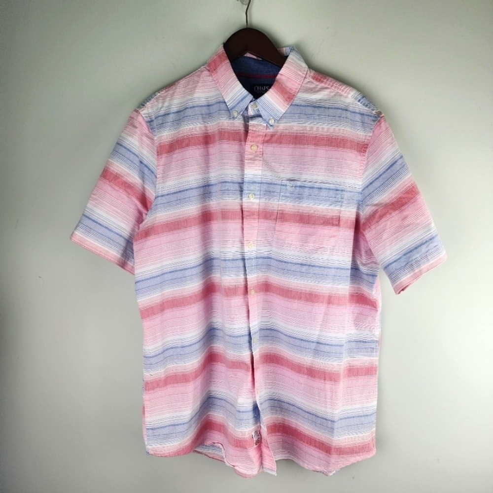 Chaps Stretch Easy Care Short Sleeve Button Up Shirt Size XXL
